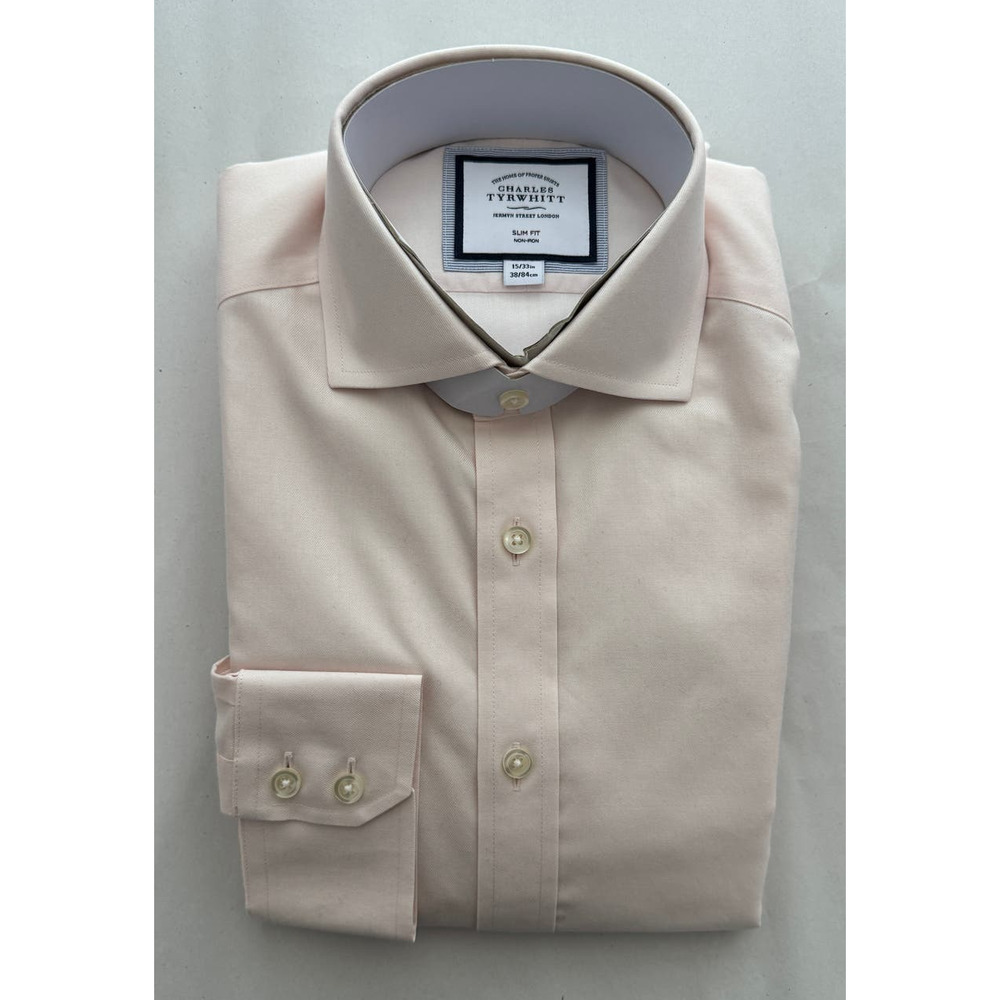 Charles Tyrwhitt Men's Light Peach Button-Down Shirt - Picture 3 of 10